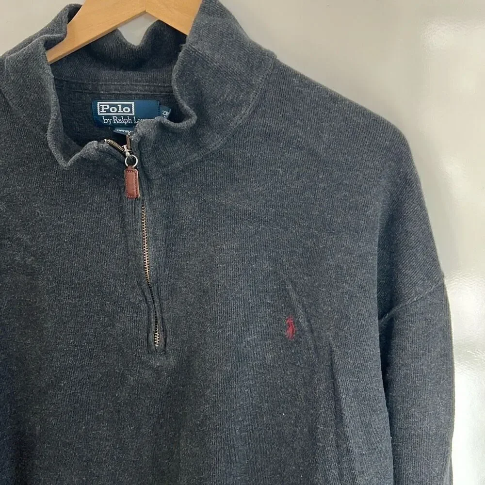 Polo Ralph Lauren 2XL tall 1/4 zip sweater gray